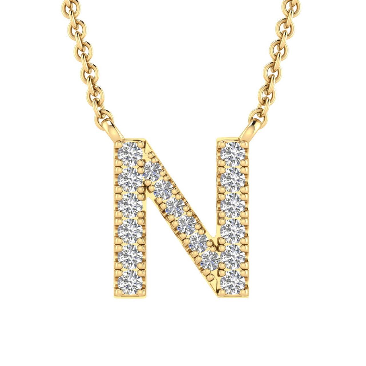 Ice Jewellery Initial 'N' Necklace wth 0.09ct Diamonds in 9K Yellow Gold - PF-6276-Y | Ice Jewellery Australia