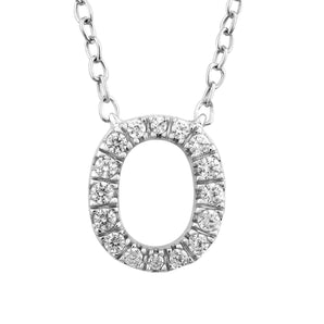 Ice Jewellery Initial 'O' Necklace with 0.09ct Diamonds in 9K White Gold - PF-6277-W | Ice Jewellery Australia