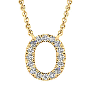 Ice Jewellery Initial 'O' Necklace with 0.09ct Diamonds in 9K Yellow Gold - PF-6277-Y | Ice Jewellery Australia