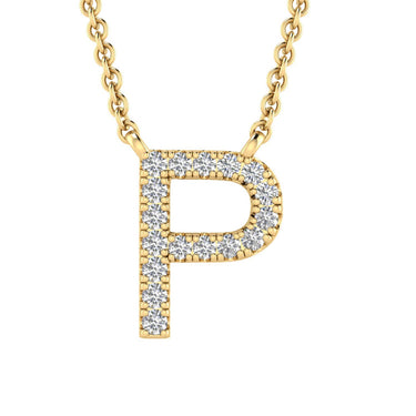 Ice Jewellery Initial 'P' Necklace wth 0.06ct Diamonds in 9K Yellow Gold - PF-6278-Y | Ice Jewellery Australia