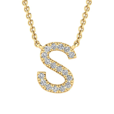 Ice Jewellery Initial 'S' Necklace with 0.06ct Diamonds in 9K Yellow Gold - PF-6281-Y | Ice Jewellery Australia