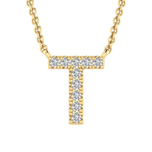 Ice Jewellery Initial 'T' Necklace with 0.06ct Diamonds in 9K Yellow Gold - PF-6282-Y | Ice Jewellery Australia