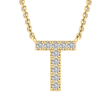 Ice Jewellery Initial 'T' Necklace with 0.06ct Diamonds in 9K Yellow Gold - PF-6282-Y | Ice Jewellery Australia