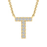 Ice Jewellery Initial 'T' Necklace with 0.06ct Diamonds in 9K Yellow Gold - PF-6282-Y | Ice Jewellery Australia