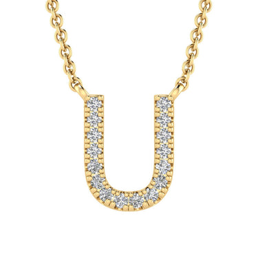 Ice Jewellery Initial 'U' Necklace with 0.06ct Diamonds in 9K Yellow Gold - PF-6283-Y | Ice Jewellery Australia