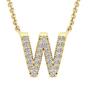 Ice Jewellery Initial 'W' Necklace with 0.09ct Diamonds in 9K Yellow Gold - PF-6285-Y | Ice Jewellery Australia