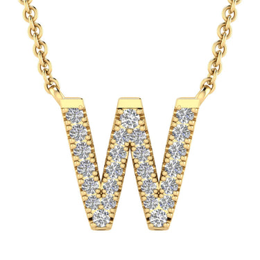 Ice Jewellery Initial 'W' Necklace with 0.09ct Diamonds in 9K Yellow Gold - PF-6285-Y | Ice Jewellery Australia