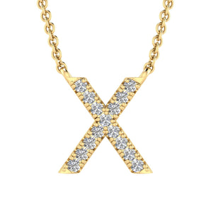 Ice Jewellery Initial 'X' Necklace with 0.06ct Diamonds in 9K Yellow Gold - PF-6286-Y | Ice Jewellery Australia