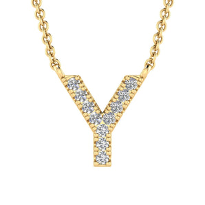 Ice Jewellery Initial 'Y' Necklace with 0.06ct Diamonds in 9K Yellow Gold - PF-6287-Y | Ice Jewellery Australia