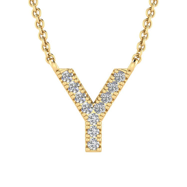 Ice Jewellery Initial 'Y' Necklace with 0.06ct Diamonds in 9K Yellow Gold - PF-6287-Y | Ice Jewellery Australia