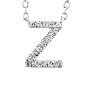 Ice Jewellery Initial 'Z' Necklace with 0.06ct Diamonds in 9K White Gold - PF-6288-W | Ice Jewellery Australia