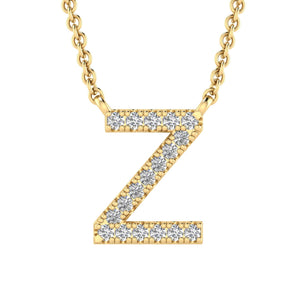 Ice Jewellery Initial 'Z' Necklace with 0.06ct Diamonds in 9K Yellow Gold - PF-6288-Y | Ice Jewellery Australia