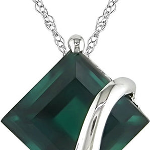 Ice Jewellery Created Emerald Necklace in 10K White Gold - 7500081205 | Ice Jewellery Australia