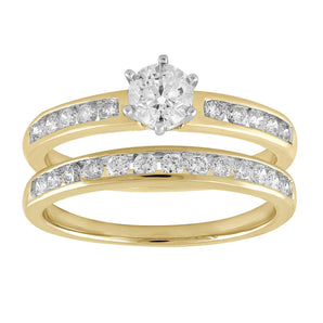 Ice Jewellery Solitaire Ring Set with 1ct Diamond in 18K Yellow & White Gold -  R-37165-100-Y | Ice Jewellery Australia