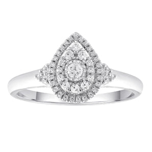 Ice Jewellery Pear Ring with 0.33ct Diamonds in 9K White Gold -  R-40247-033-W | Ice Jewellery Australia