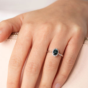 Ice Jewellery London Blue Topaz Ring with 0.05ct Diamonds in 9K White Gold -  R-40519BT-005-W | Ice Jewellery Australia