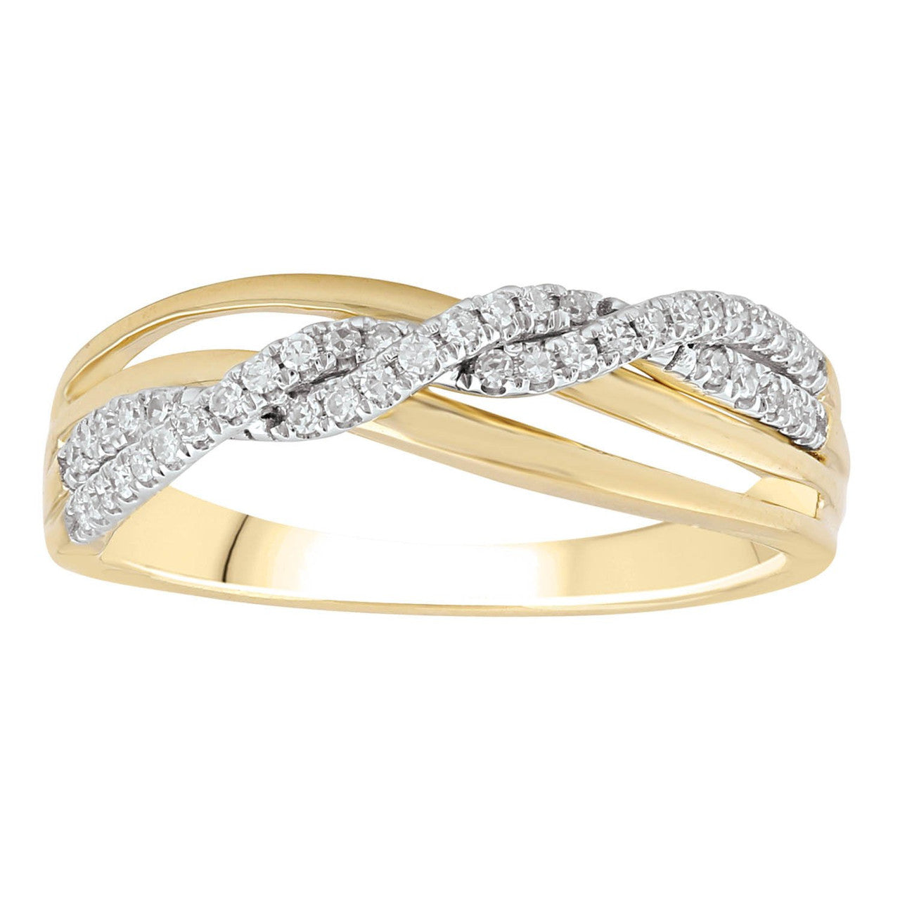 Ice Jewellery Twist Ring with 0.15ct Diamonds in 9K Yellow Gold -  R-40730-015-Y | Ice Jewellery Australia