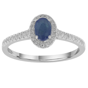 Ice Jewellery Sapphire Ring with 0.15ct Diamonds in 9K White Gold -  R-40764BS-015-W | Ice Jewellery Australia