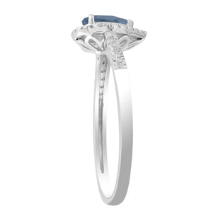 Ice Jewellery Diamond London Blue Topaz Ring with 0.15ct Diamonds in 9K White Gold - R-40765BT-015-W | Ice Jewellery Australia