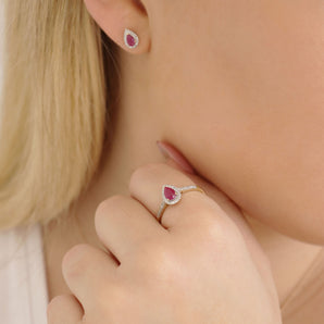 Ice Jewellery Diamond Ruby Earrings with 0.10ct Diamonds in 9K Yellow Gold - E-15558RB-010-Y | Ice Jewellery Australia