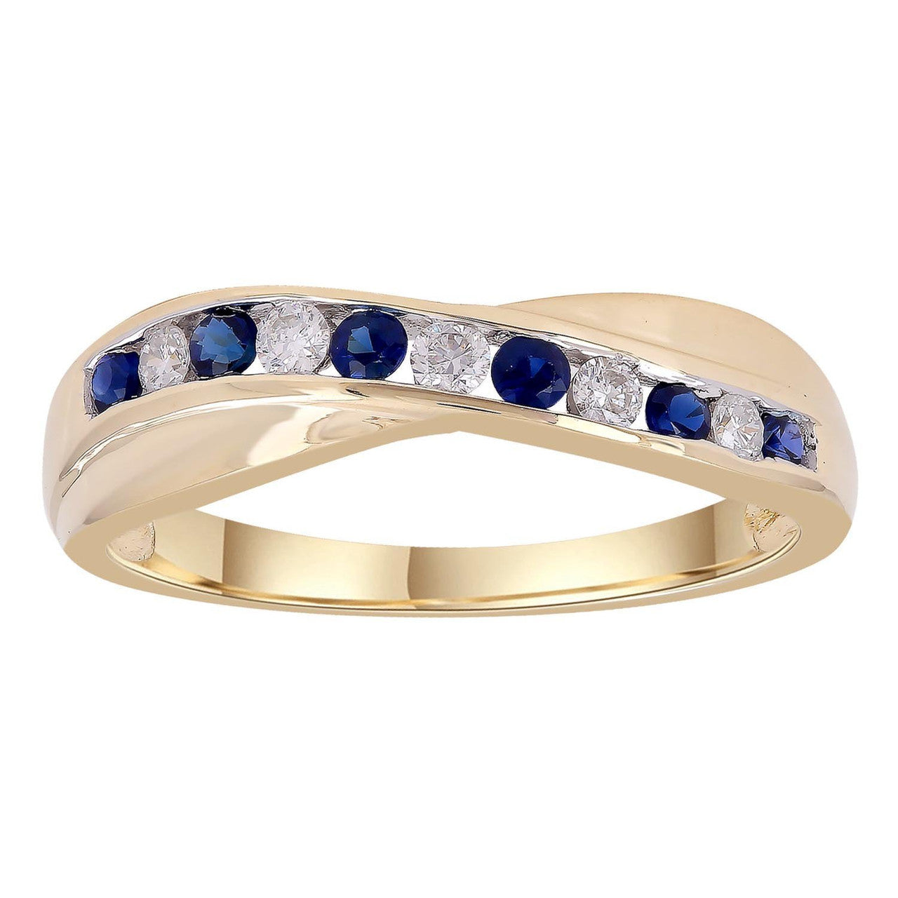 Ice Jewellery Sapphire Ring with 0.12ct Diamonds in 9K Yellow Gold -  R-40782-012-Y | Ice Jewellery Australia