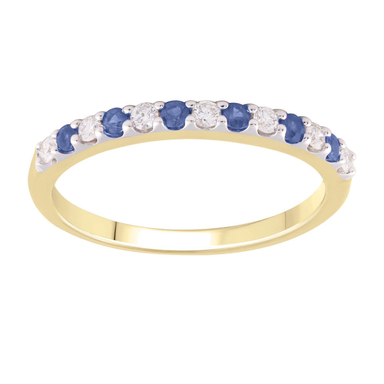 Ice Jewellery Sapphire Ring with 0.15ct Diamonds in 9K Yellow Gold -  R-40783BS-015-Y | Ice Jewellery Australia