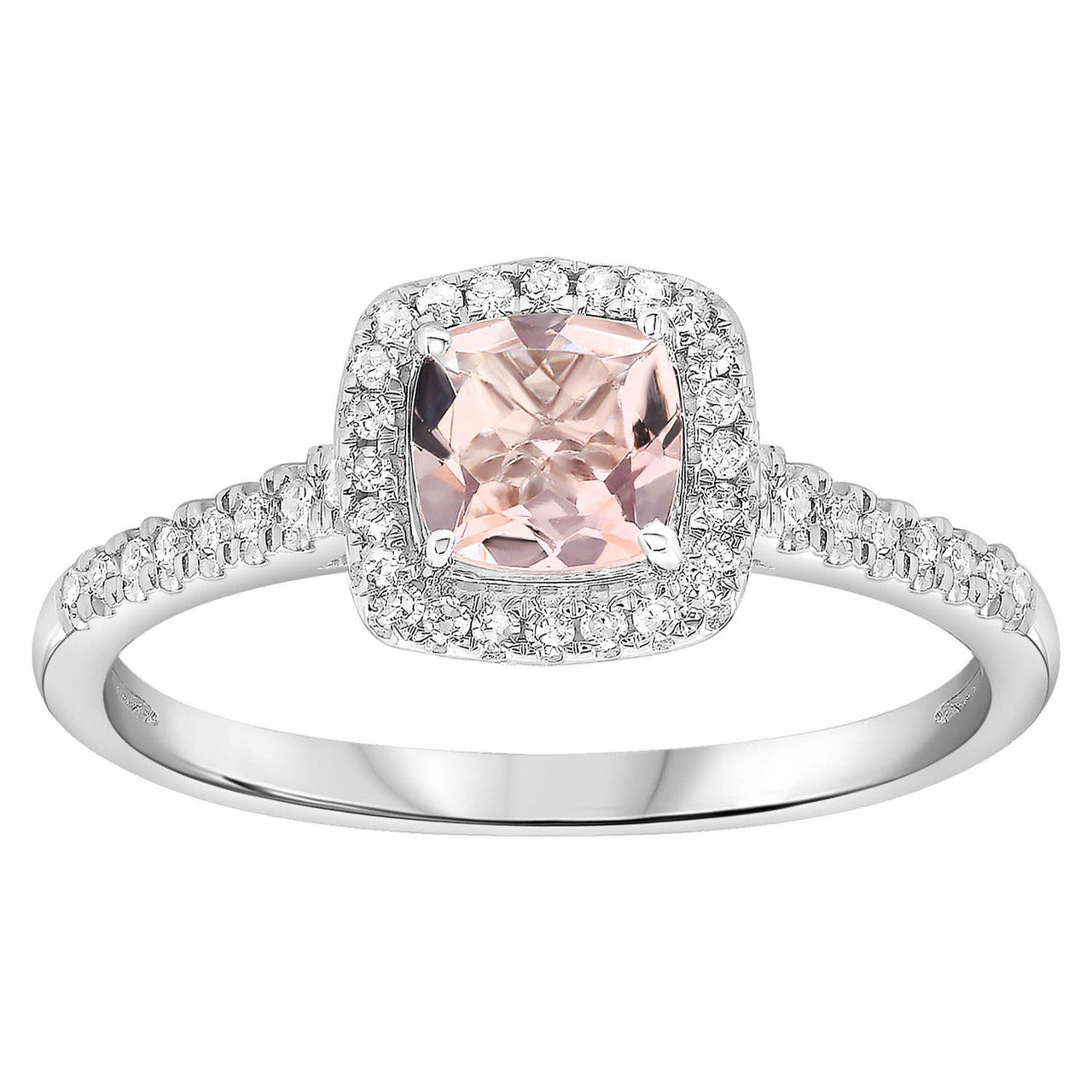 Ice Jewellery Morganite Ring with 0.15ct Diamonds in 9K White Gold -  R-40785-015-W | Ice Jewellery Australia