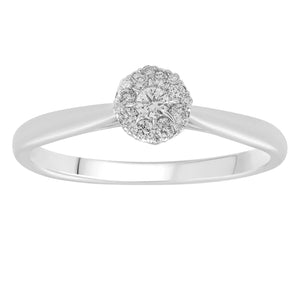 Ice Jewellery Cluster Ring with 0.15ct Diamonds in 9K White Gold -  R-41443-015-W | Ice Jewellery Australia