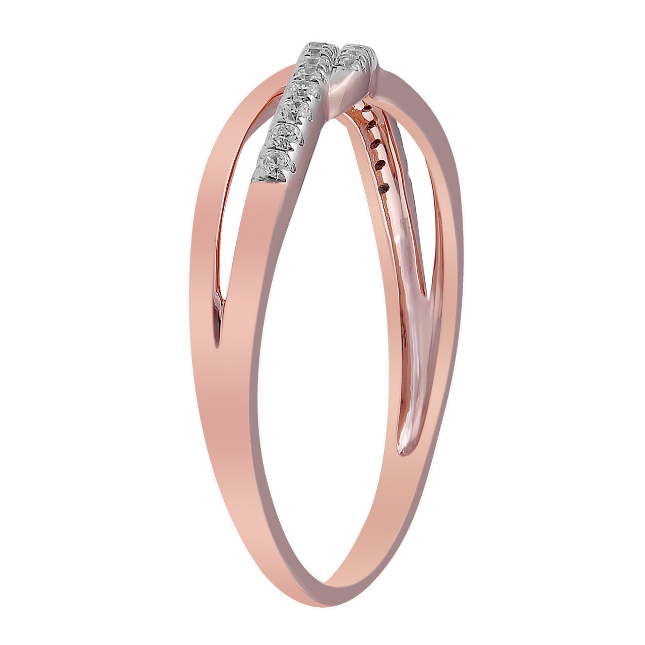 Ice Jewellery Twist Ring with 0.10ct Diamonds in 9K Rose Gold -  R-41524-010-R | Ice Jewellery Australia