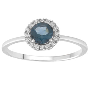 Ice Jewellery London Blue Topaz Ring with 0.10ct Diamonds in 9K White Gold -  R-41814BT-010-W | Ice Jewellery Australia