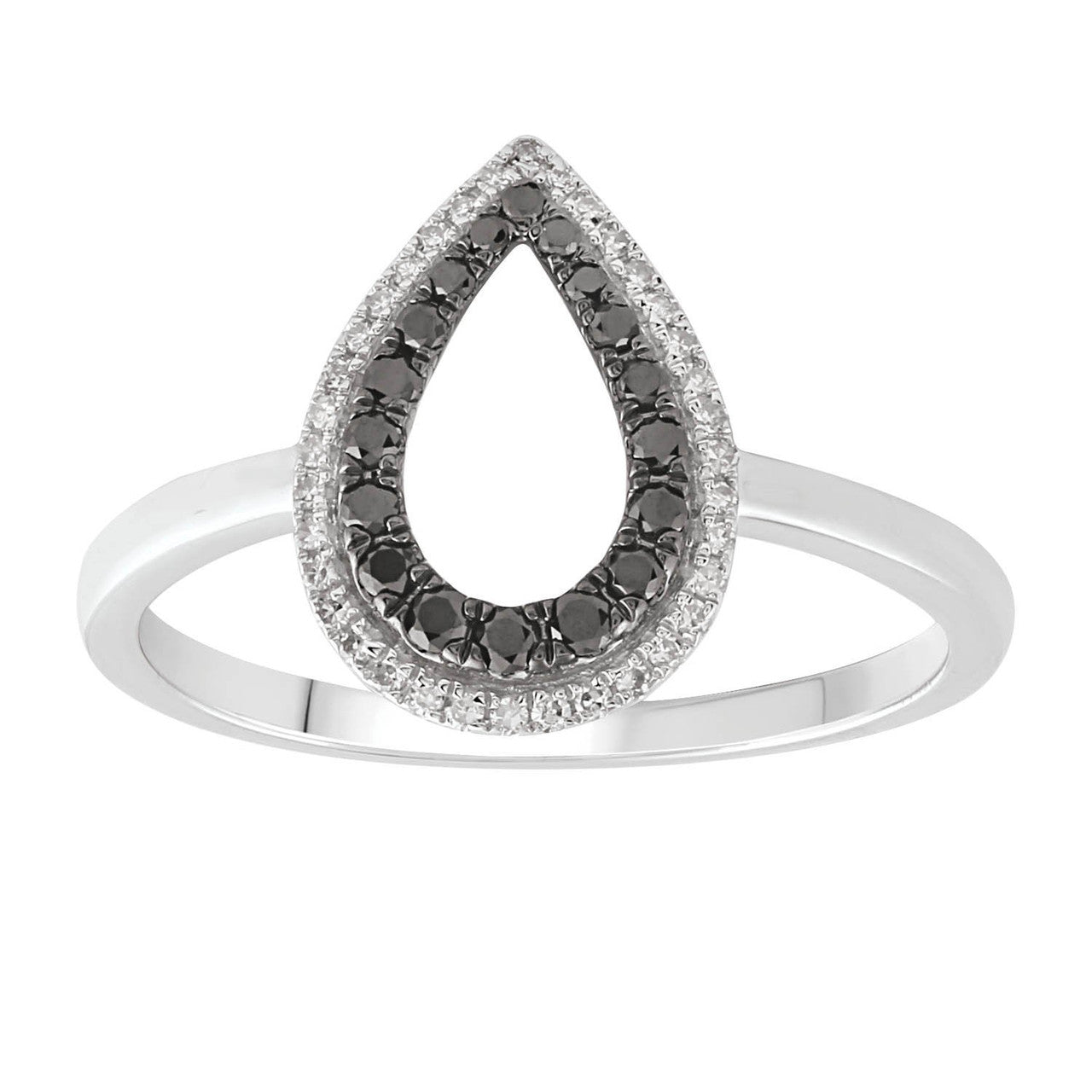 Ice Jewellery Black & White Diamond Ring with 0.27ct Diamonds in 9K White Gold -  R-41822-027-W | Ice Jewellery Australia