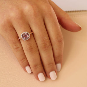Ice Jewellery Pink Amethyst Ring with 0.05ct Diamonds in 9K Rose Gold -  R-41856PI-005-R | Ice Jewellery Australia