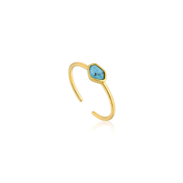 Ania Haie Mineral Turquoise Adjustable Gold Ring - R014-01G | Ice Jewellery Australia