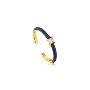 Ania Haie Navy Blue Enamel Gold Adjustable Ring - R031-02G-B | Ice Jewellery Australia