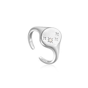 Ania Haie Silver Starry Kyoto Opal Adjustable Signet Ring - R034-02H | Ice Jewellery Australia