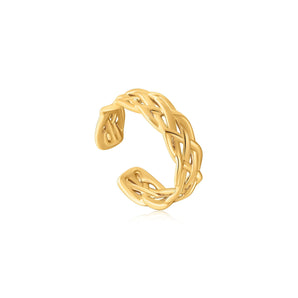 Ania Haie Yellow Gold Rope Wide Adjustable Ring - R036-02G | Ice Jewellery Australia