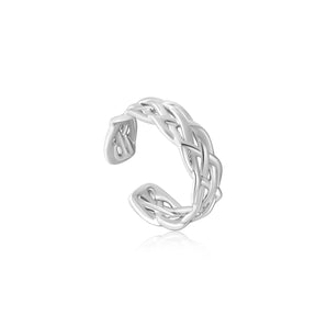 Ania Haie Silver Rope Wide Adjustable Ring - R036-02H | Ice Jewellery Australia