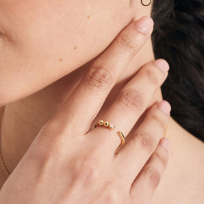 Gold Rose Quartz Adjustable Ring | The Jewellery Boutique