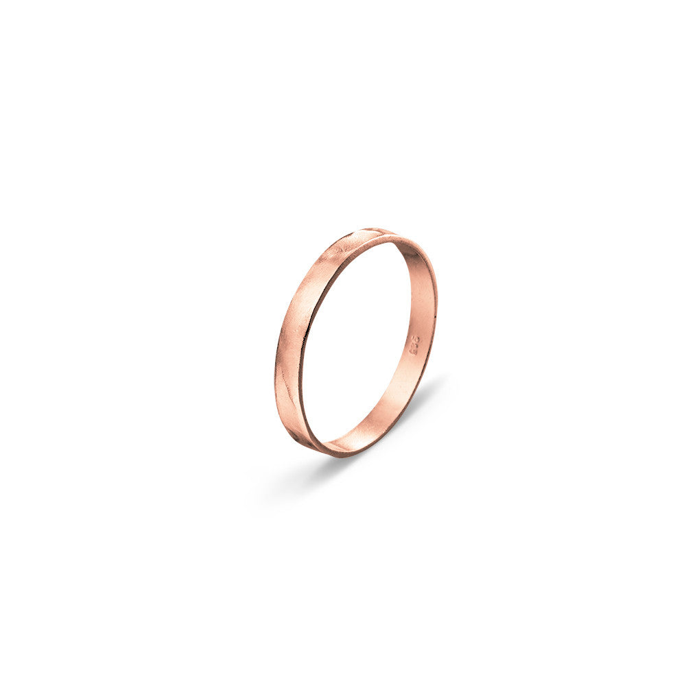 Ice Jewellery Sterling Silver Hammered Band Ring With Rose Plating - R1291KRG | Ice Jewellery Australia