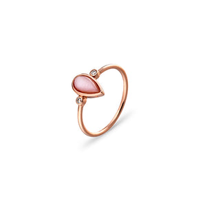 Ice Jewellery Sterling Silver Mother Of Pearl & Cubic Zirconia Detail Ring With Rose Gold Plating - R1292KRG | Ice Jewellery Australia