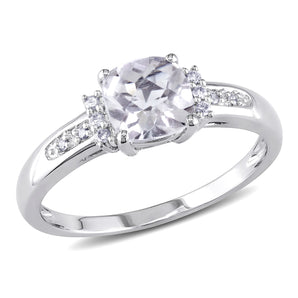 Ice Jewellery 1 1/4 Carat White Topaz & Diamond Accent Ring in 10K White Gold - 7500704094 | Ice Jewellery Australia
