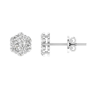 Ice Jewellery Cluster Stud Diamond Earrings with 0.25ct Diamonds in 9K White Gold - RJ9WECLUS25GH | Ice Jewellery Australia