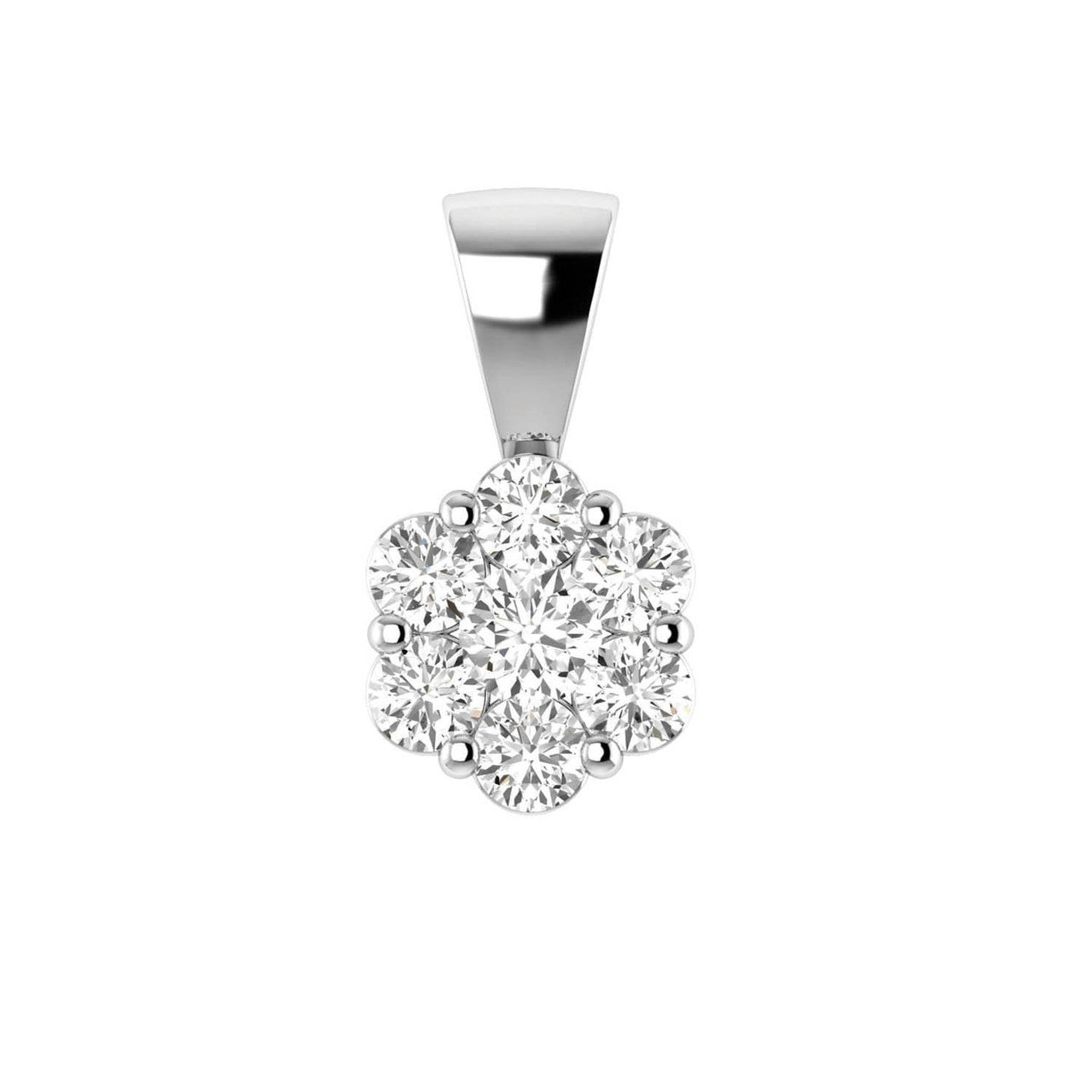 Ice Jewellery Cluster Diamond Pendant with 0.50ct Diamonds in 9K White Gold - RJ9WPCLUS50GH | Ice Jewellery Australia