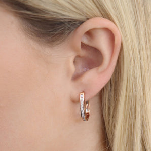 Ice Jewellery Diamond Huggie Earrings with 0.50ct Diamonds in 9K Rose Gold - RJO9RHUG50GH | Ice Jewellery Australia