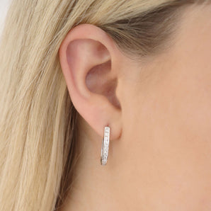 Ice Jewellery Diamond Huggie Earrings with 0.50ct Diamonds in 9K White Gold - RJO9WHUG50GH | Ice Jewellery Australia