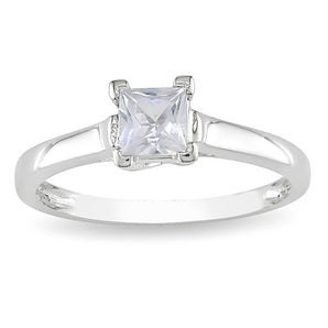 Ice Jewellery Created White Sapphire Solitaire Ring in 10K White Gold - 7500081501 | Ice Jewellery Australia