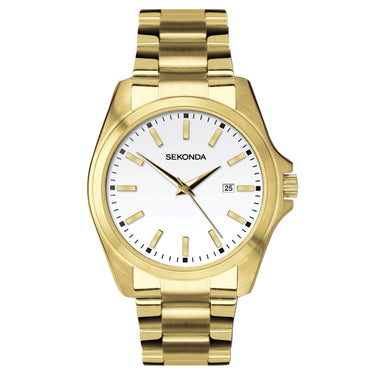 Sekonda Gold Case White Dial Yellow Gold Bracelet 100M - SK1637 | Ice Jewellery Australia