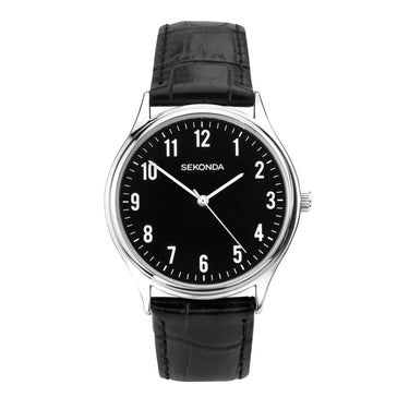 Sekonda Black Dial Silver Case Black Croco Strap - SK1777 | Ice Jewellery Australia