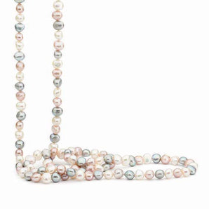 Ikecho Australia White, Grey, Pink Keshi 9.5-10.5mm Freshwater Pearl 120cm With Sterling Silver Ball Clasp - SP195-SS | Ice Jewellery Australia