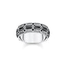 THOMAS SABO Ring Wide Crocodile Shell with Stones Silver Blackened